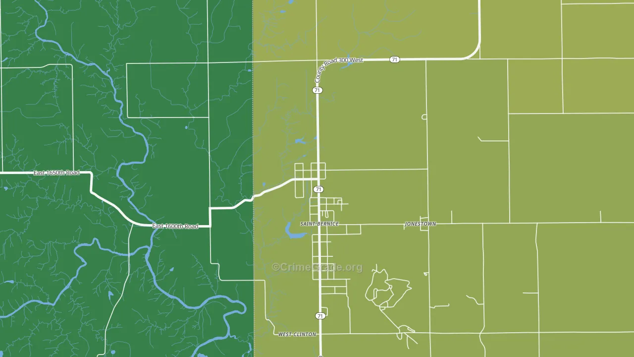 St. Bernice, IN Map of Vehicle Theft Rates