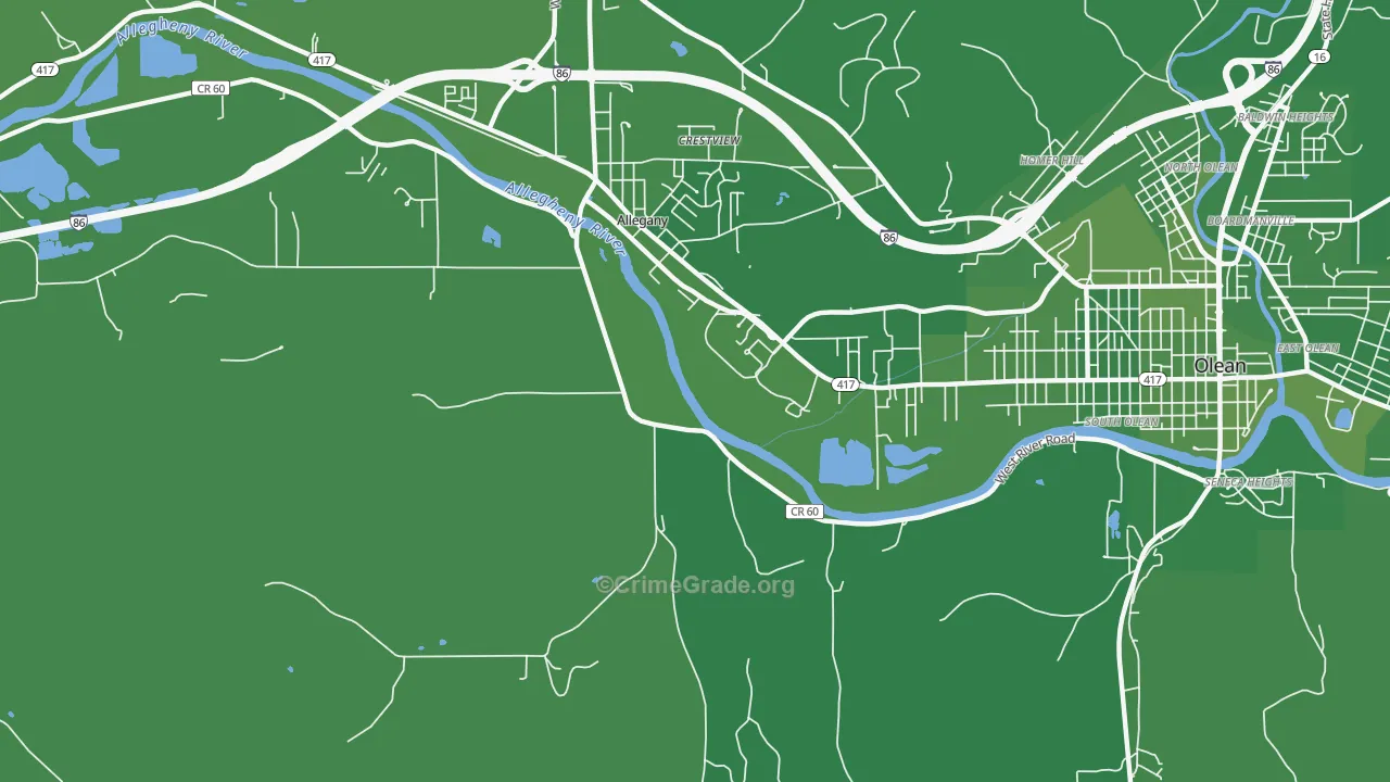 St. Bonaventure, NY Map of Vehicle Theft Rates