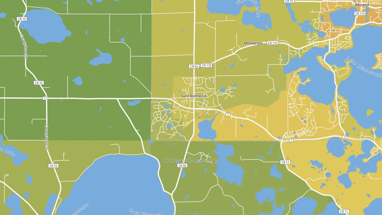 St. Bonifacius, MN Map of Vehicle Theft Rates