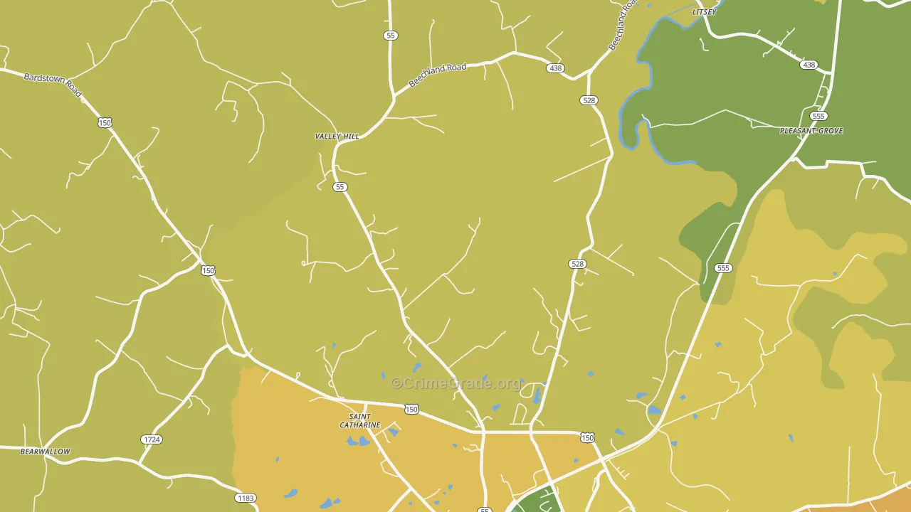 St. Catharine, KY Map of Vehicle Theft Rates