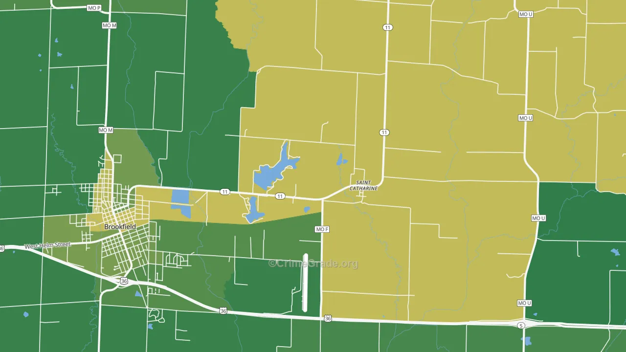 St. Catharine, MO Map of Vehicle Theft Rates