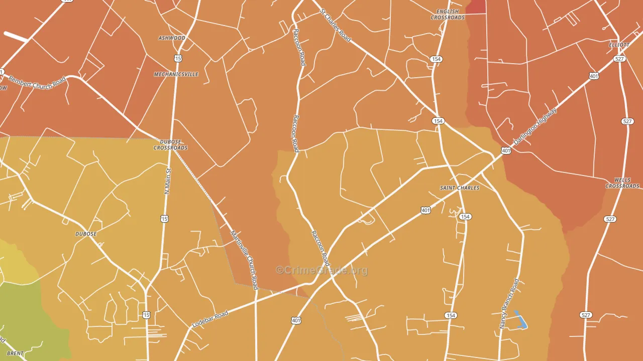 St. Charles, SC Map of Vehicle Theft Rates