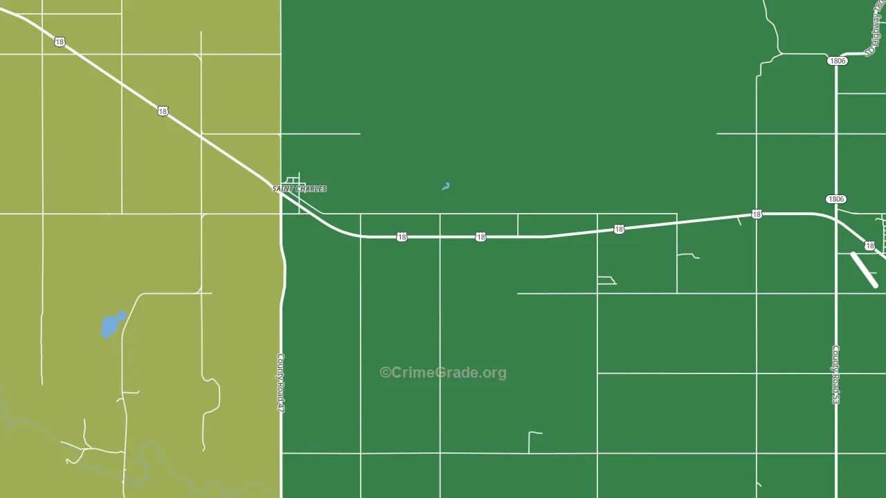 St. Charles, SD Map of Vehicle Theft Rates