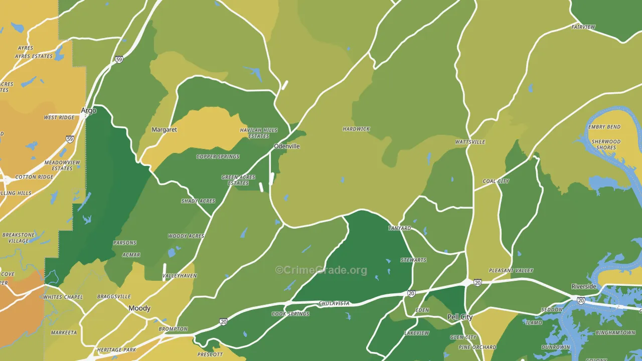 St. Clair County, AL Map of Vehicle Theft Rates