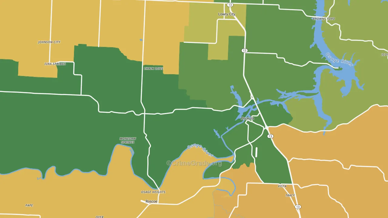 St. Clair County, MO Map of Vehicle Theft Rates