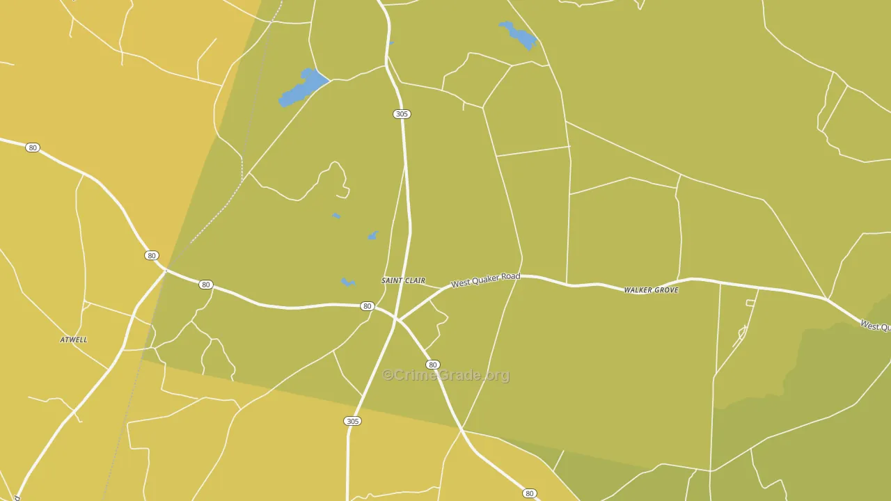 St. Clair, GA Map of Vehicle Theft Rates