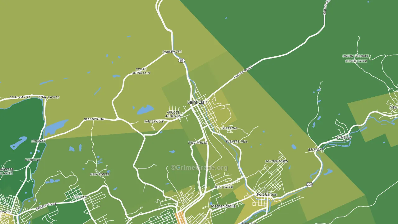 St. Clair, PA Map of Vehicle Theft Rates