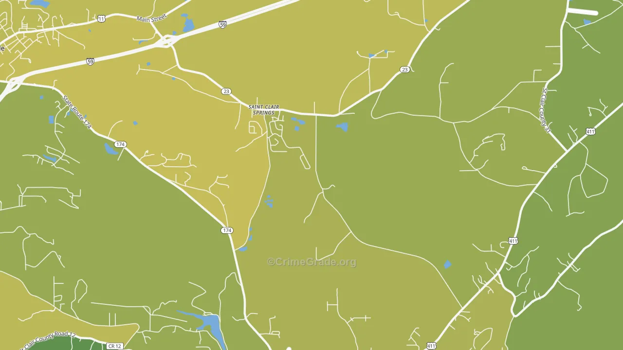 St. Clair Springs, AL Map of Vehicle Theft Rates