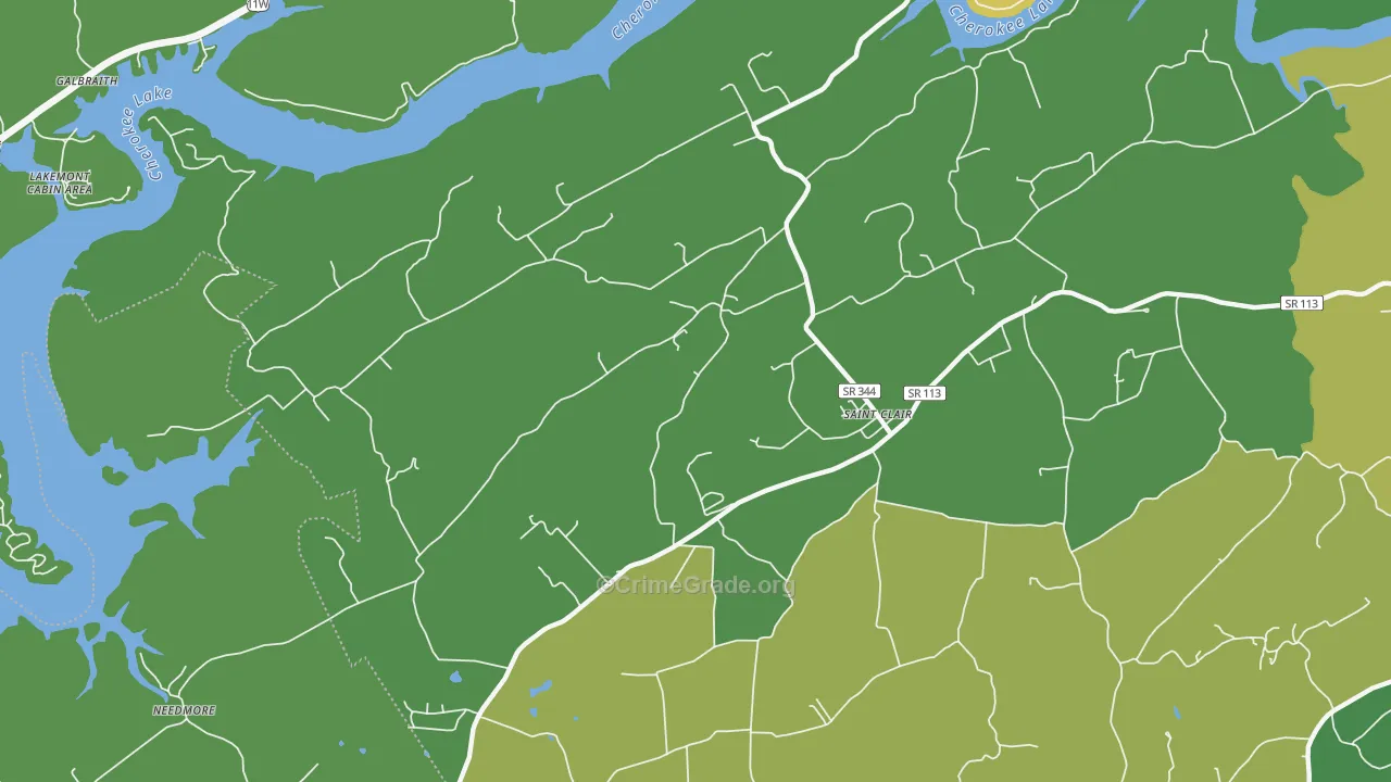 St. Clair, TN Map of Vehicle Theft Rates