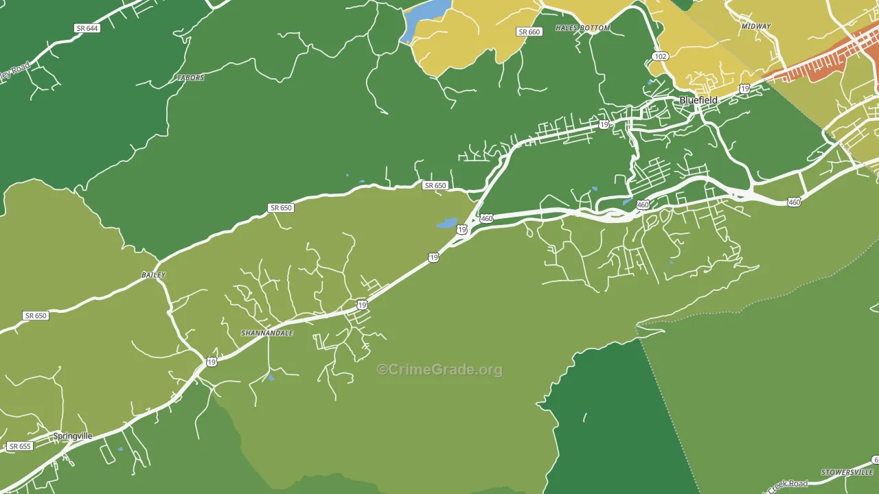 St. Clair, VA Map of Vehicle Theft Rates