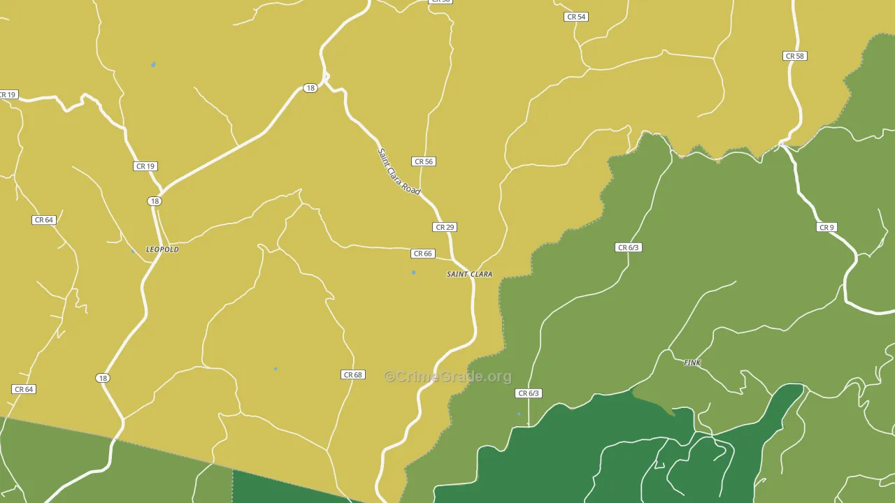 St. Clara, WV Map of Vehicle Theft Rates