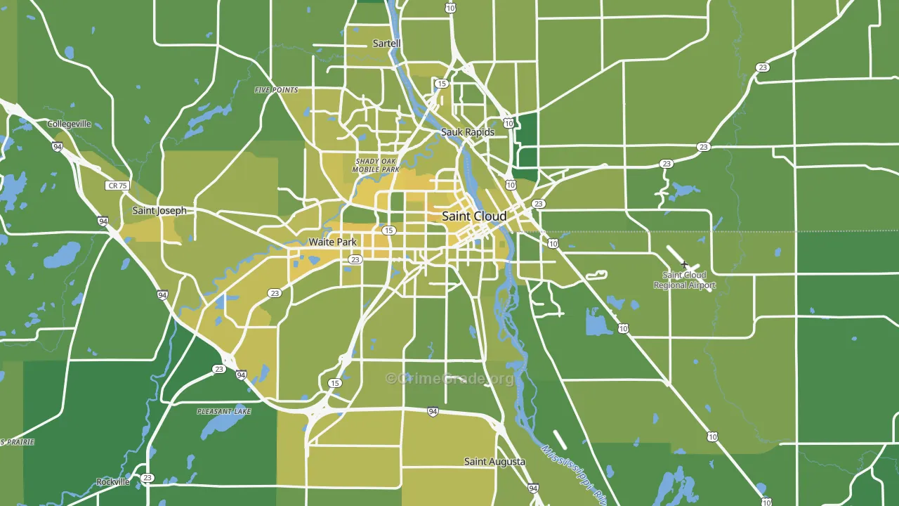 St. Cloud, MN Map of Vehicle Theft Rates