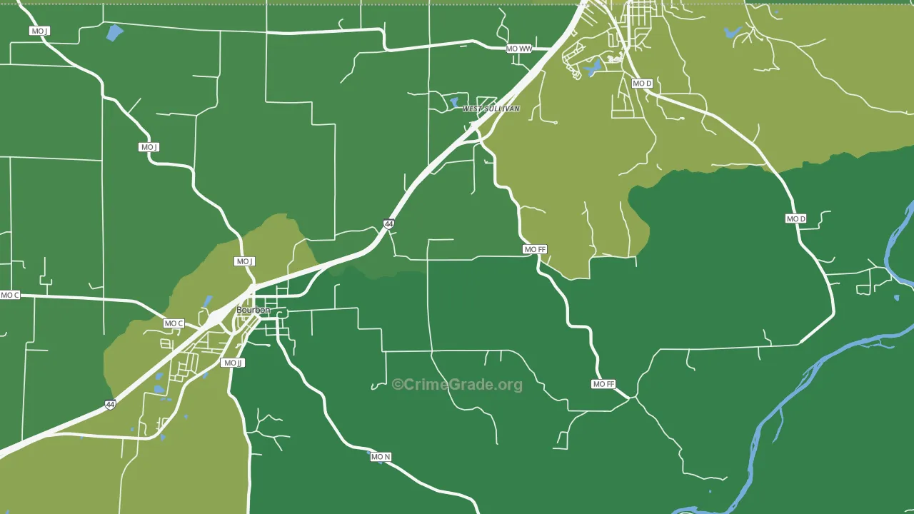 St. Cloud, MO Map of Vehicle Theft Rates
