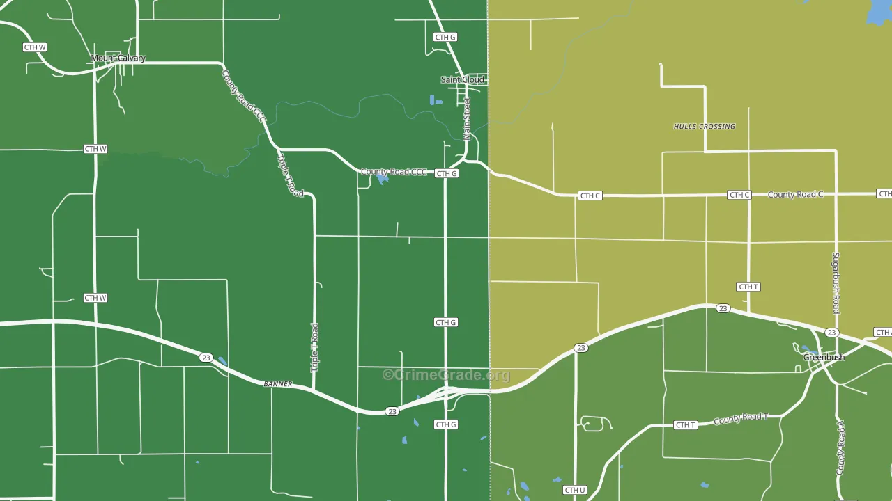 St. Cloud, WI Map of Vehicle Theft Rates