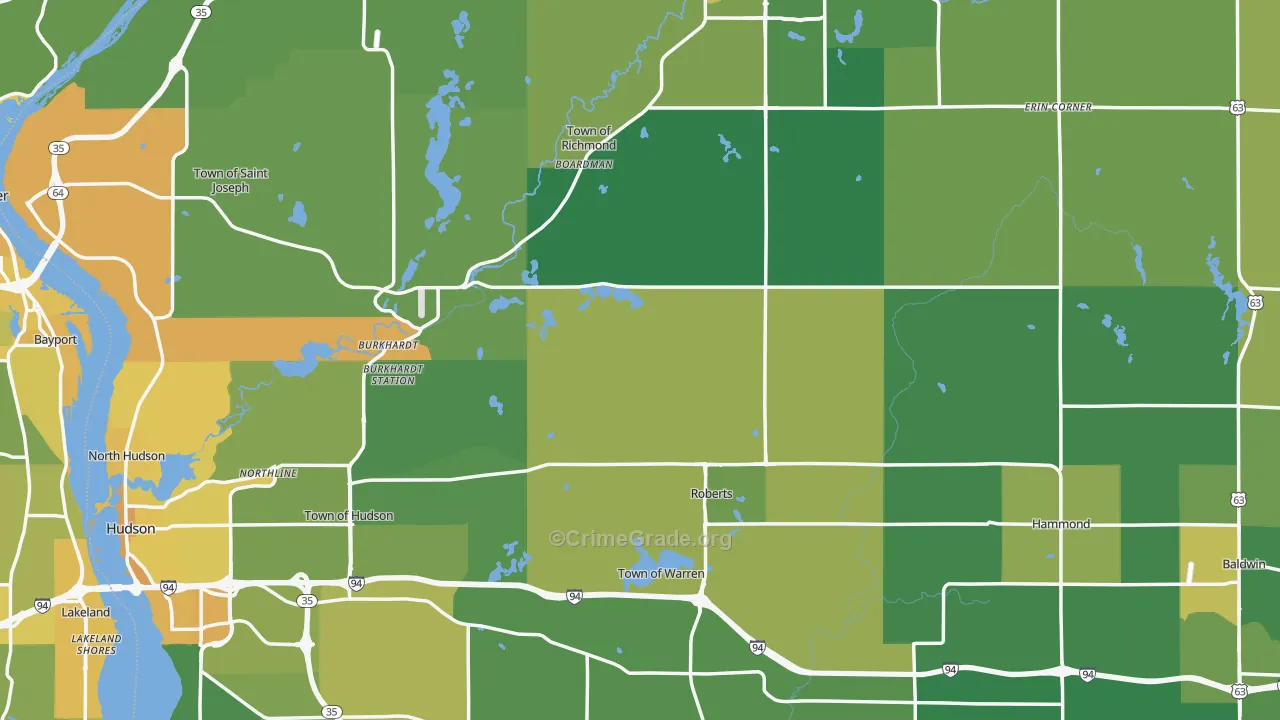 St. Croix County, WI Map of Vehicle Theft Rates