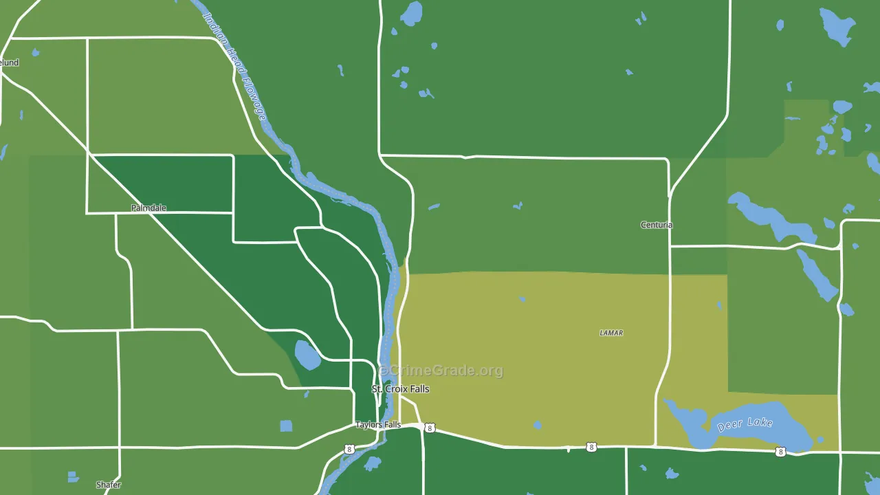 St. Croix Falls, WI Map of Vehicle Theft Rates