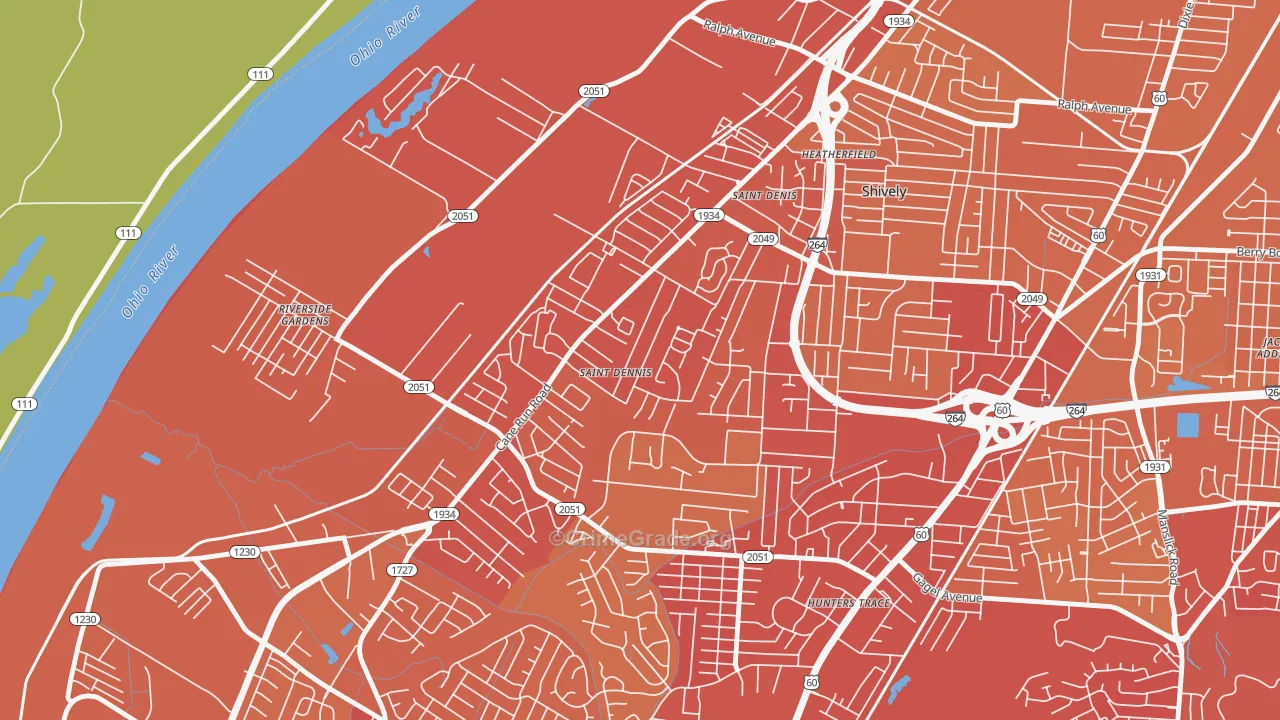 St. Dennis, Louisville, KY Map of Vehicle Theft Rates