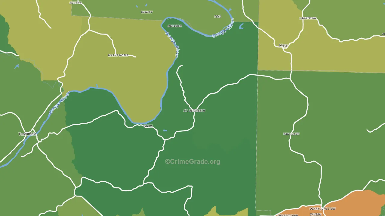 St. Elizabeth, MO Map of Vehicle Theft Rates