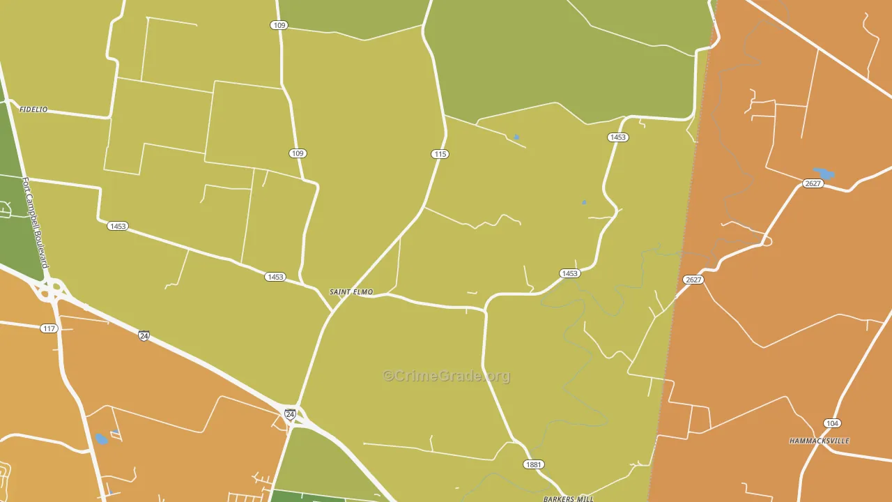 St. Elmo, KY Map of Vehicle Theft Rates