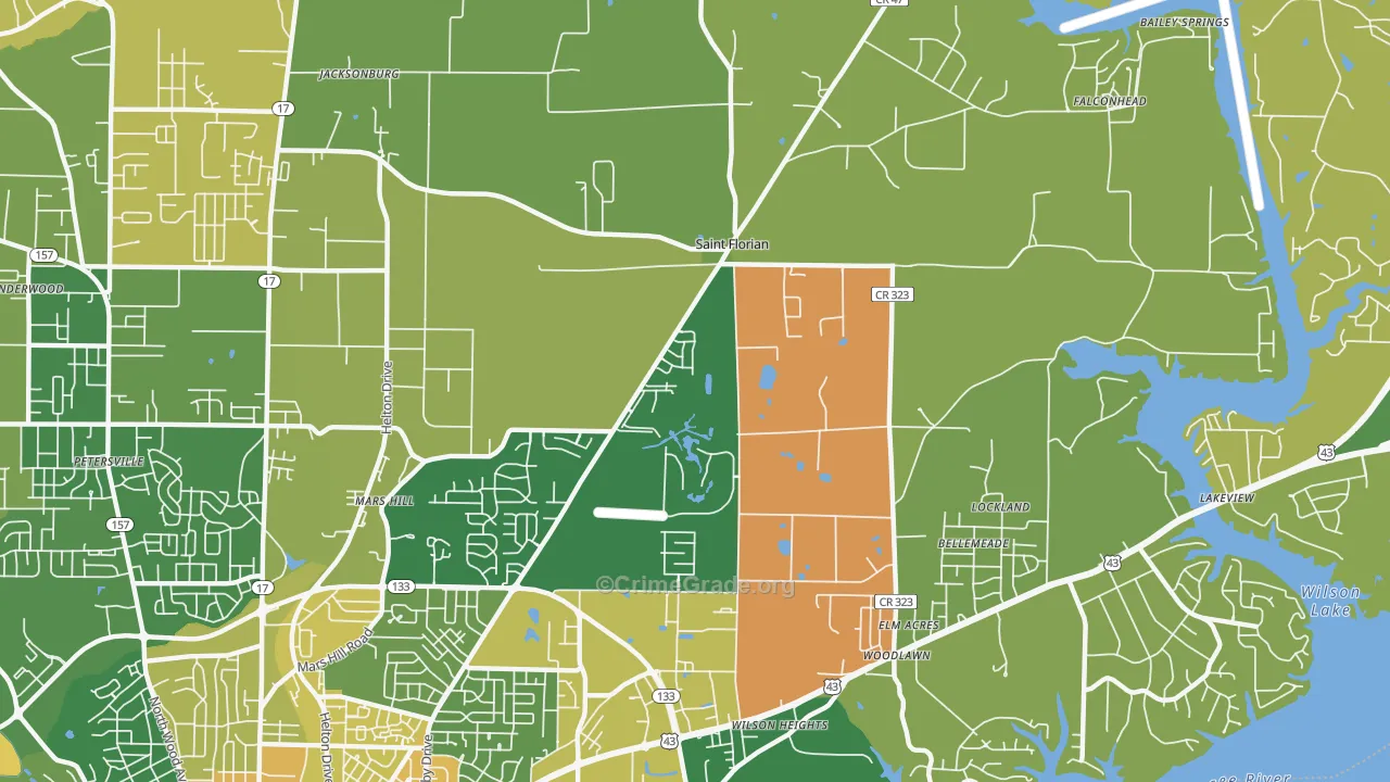 St. Florian, AL Map of Vehicle Theft Rates