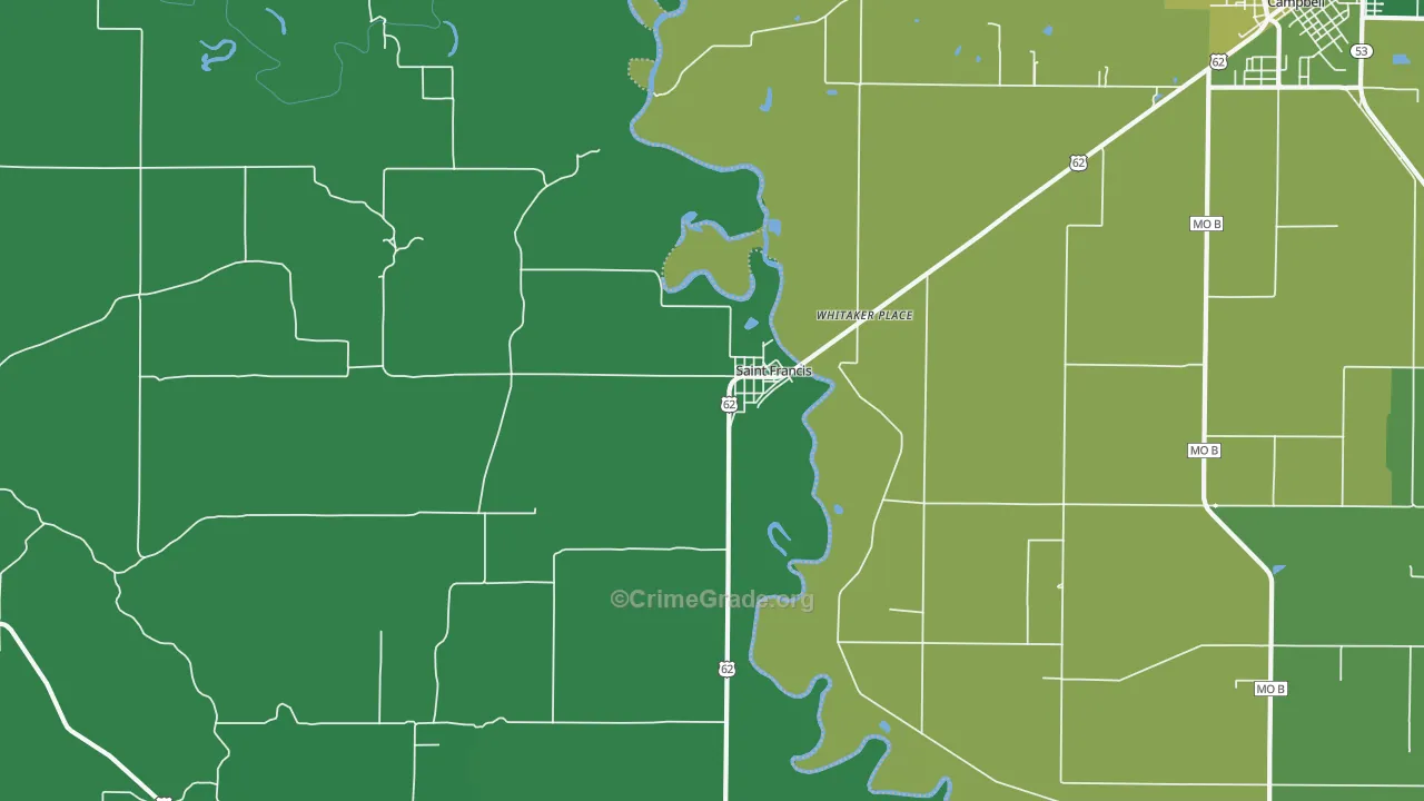 St. Francis, AR Map of Vehicle Theft Rates