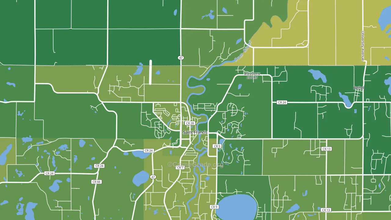 St. Francis, MN Map of Vehicle Theft Rates