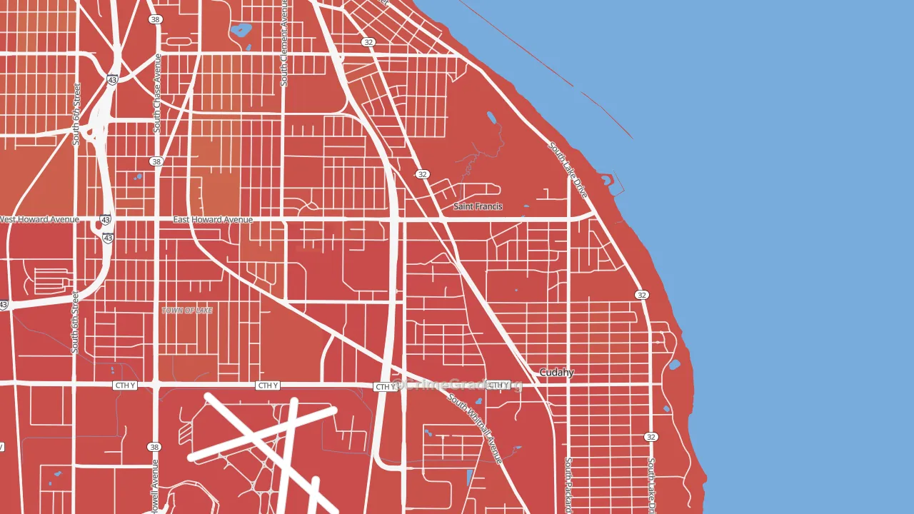 St. Francis, WI Map of Vehicle Theft Rates
