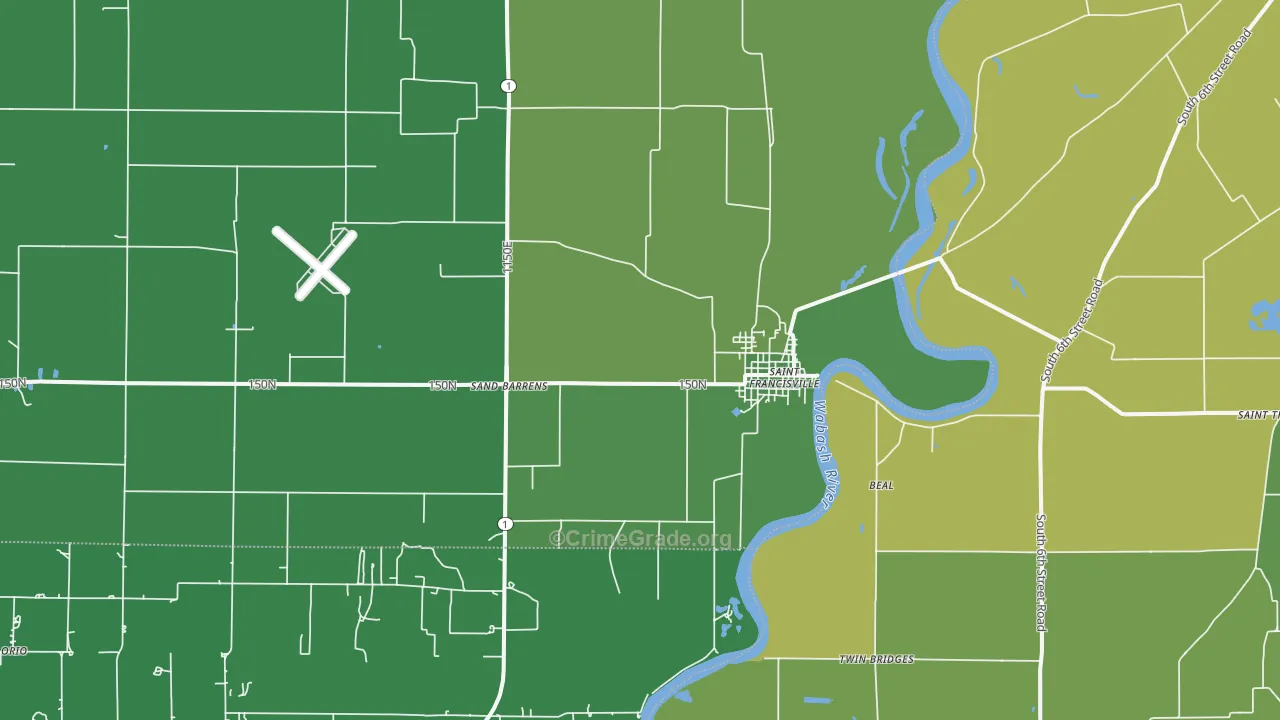 St. Francisville, IL Map of Vehicle Theft Rates