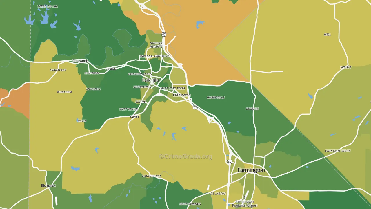 St. Francois County, MO Map of Vehicle Theft Rates