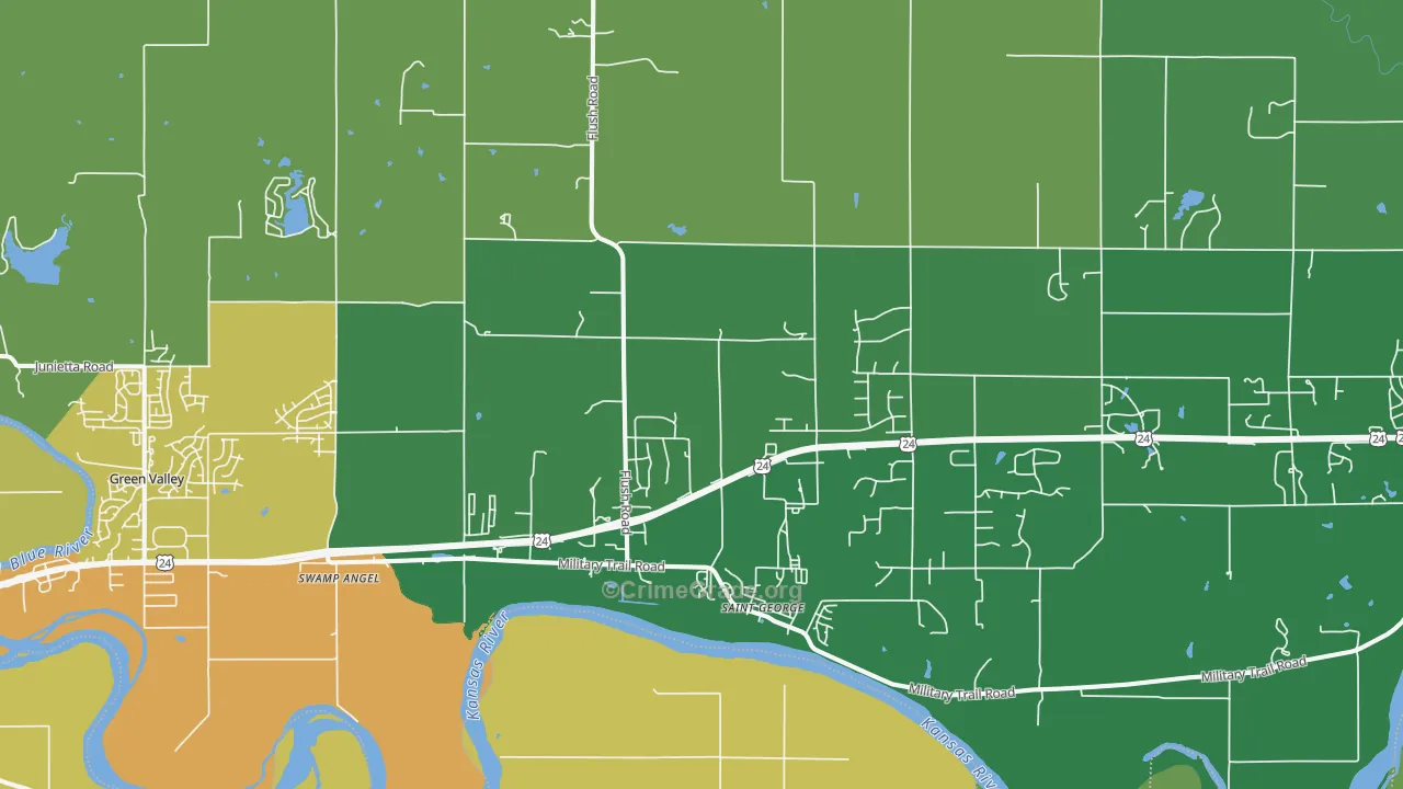 St. George, KS Map of Vehicle Theft Rates