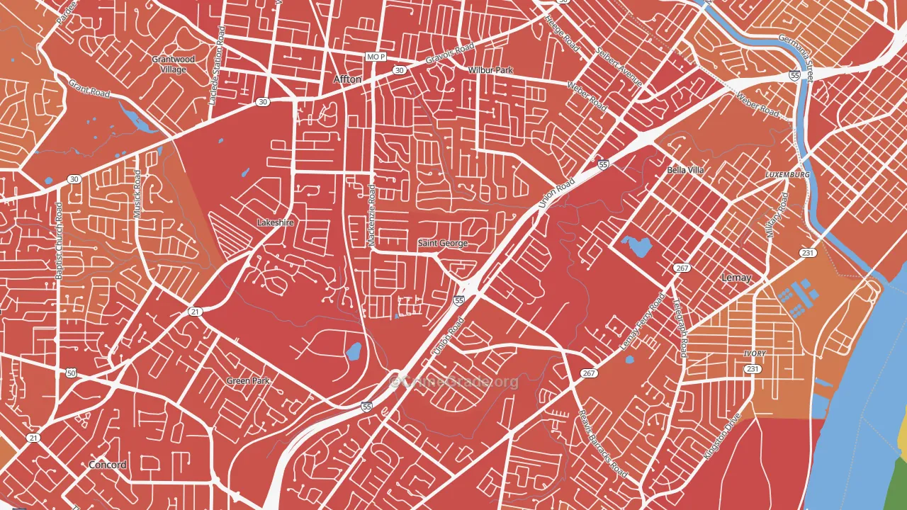 St. George, MO Map of Vehicle Theft Rates