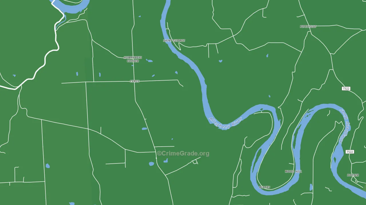 St. George, PA Map of Vehicle Theft Rates