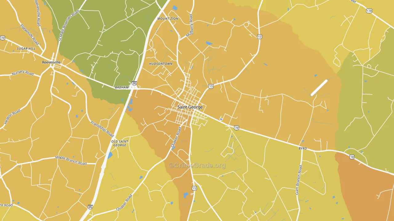 St. George, SC Map of Vehicle Theft Rates