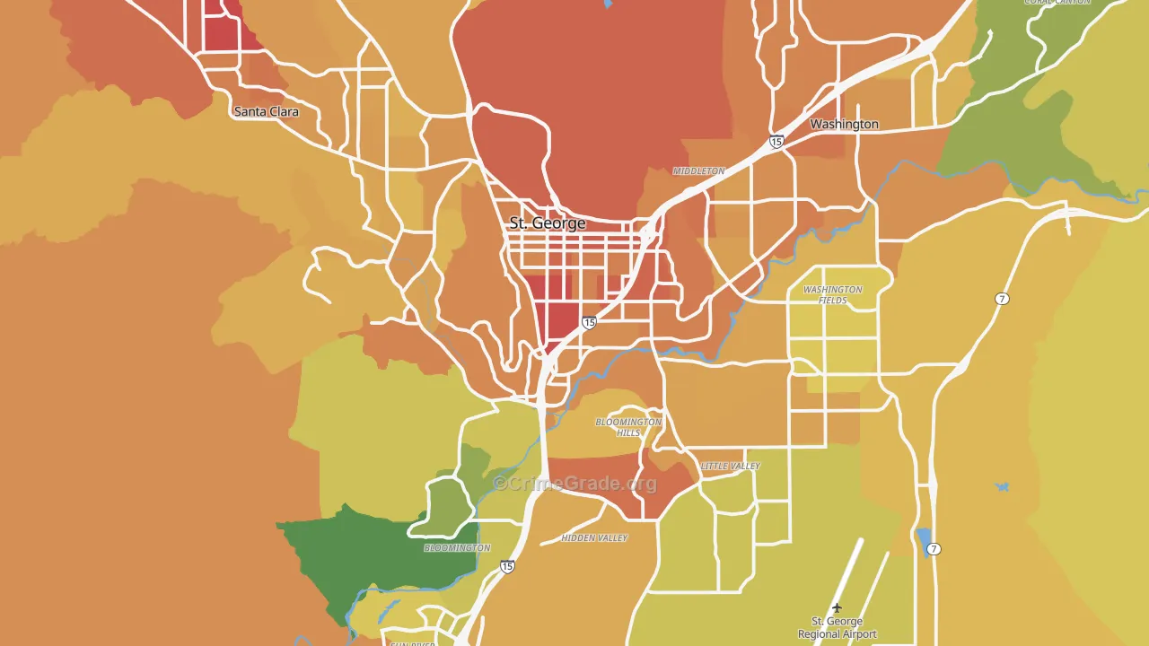 St. George, UT Map of Vehicle Theft Rates