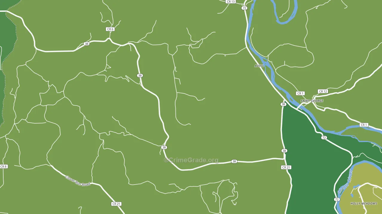 St. George, WV Map of Vehicle Theft Rates