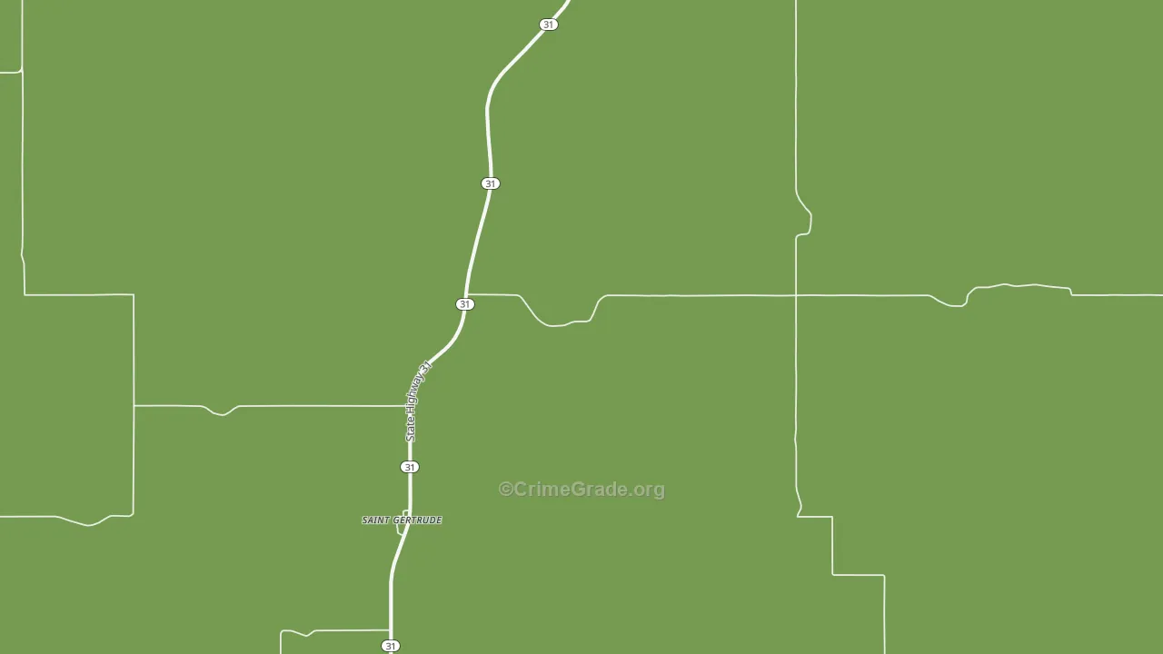 St. Gertrude, ND Map of Vehicle Theft Rates