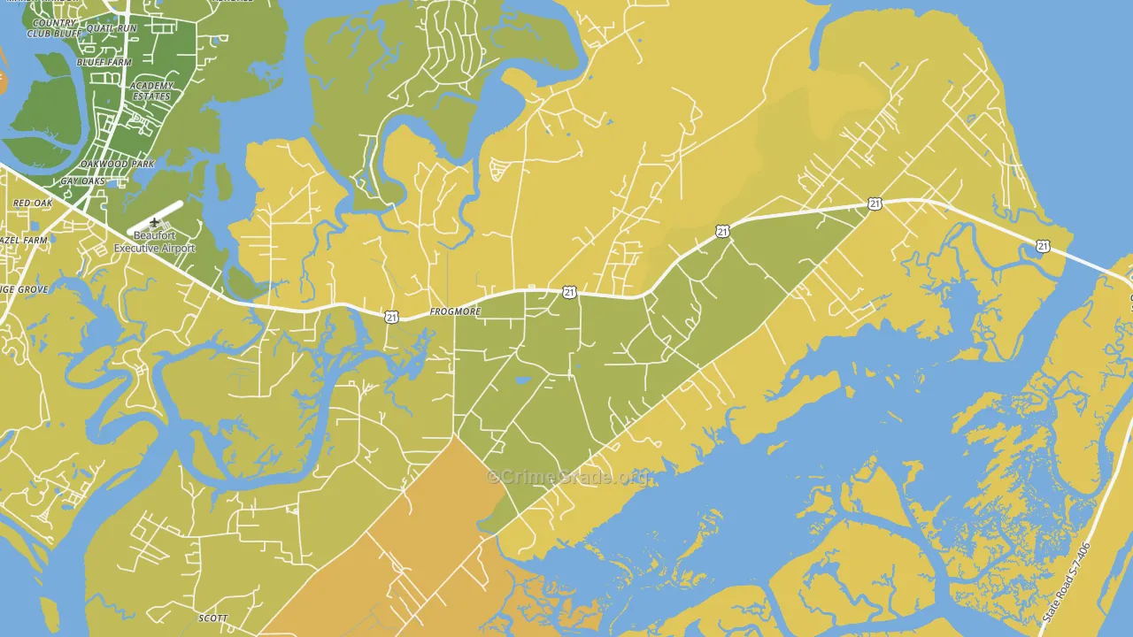 St. Helena Island, SC Map of Vehicle Theft Rates