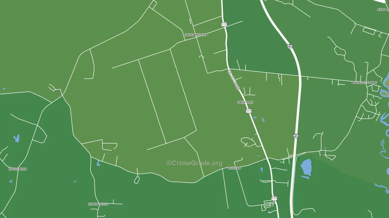 St. Helena, NC Map of Vehicle Theft Rates