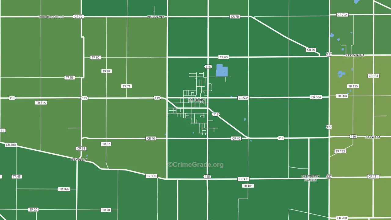 St. Henry, OH Map of Vehicle Theft Rates
