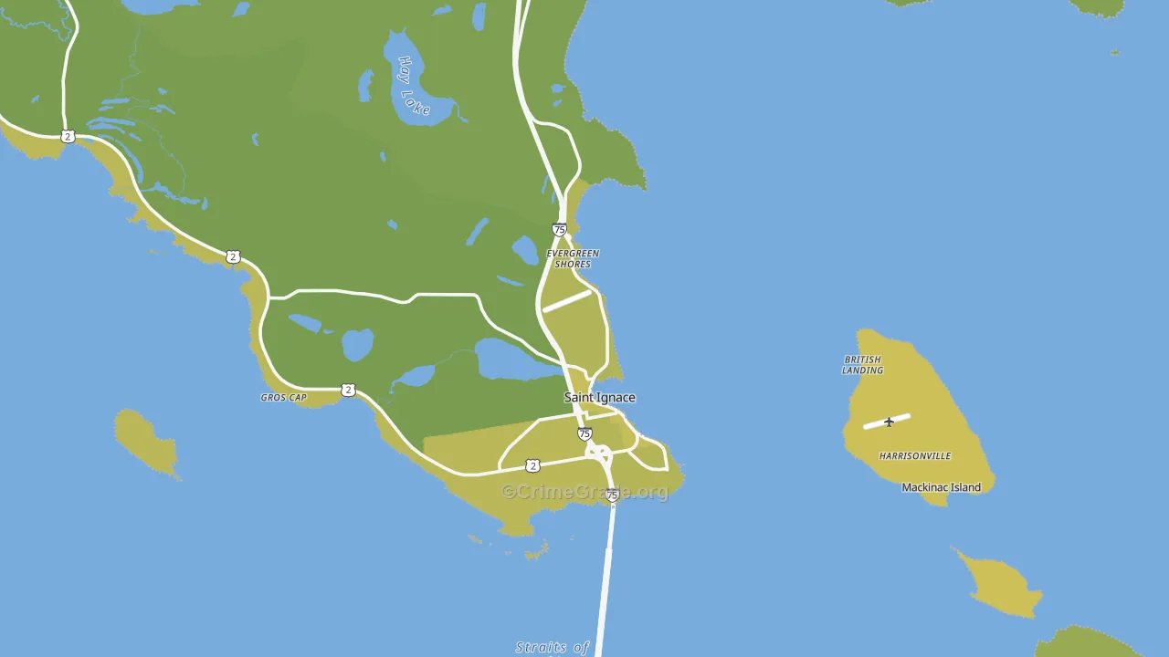 St. Ignace, MI Map of Vehicle Theft Rates