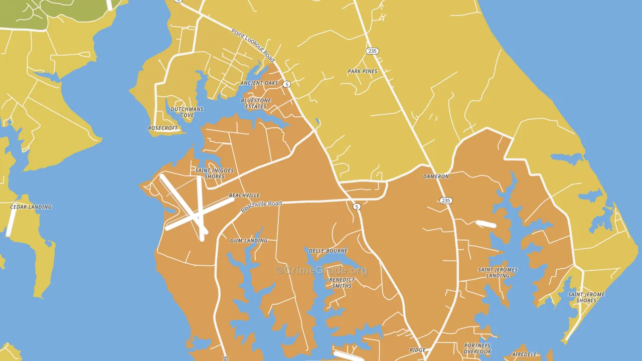 St. Inigoes, MD Map of Vehicle Theft Rates