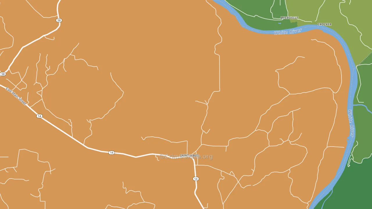 St. James, AR Map of Vehicle Theft Rates
