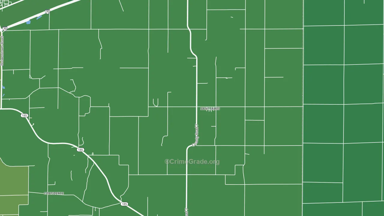 St. James, IL Map of Vehicle Theft Rates