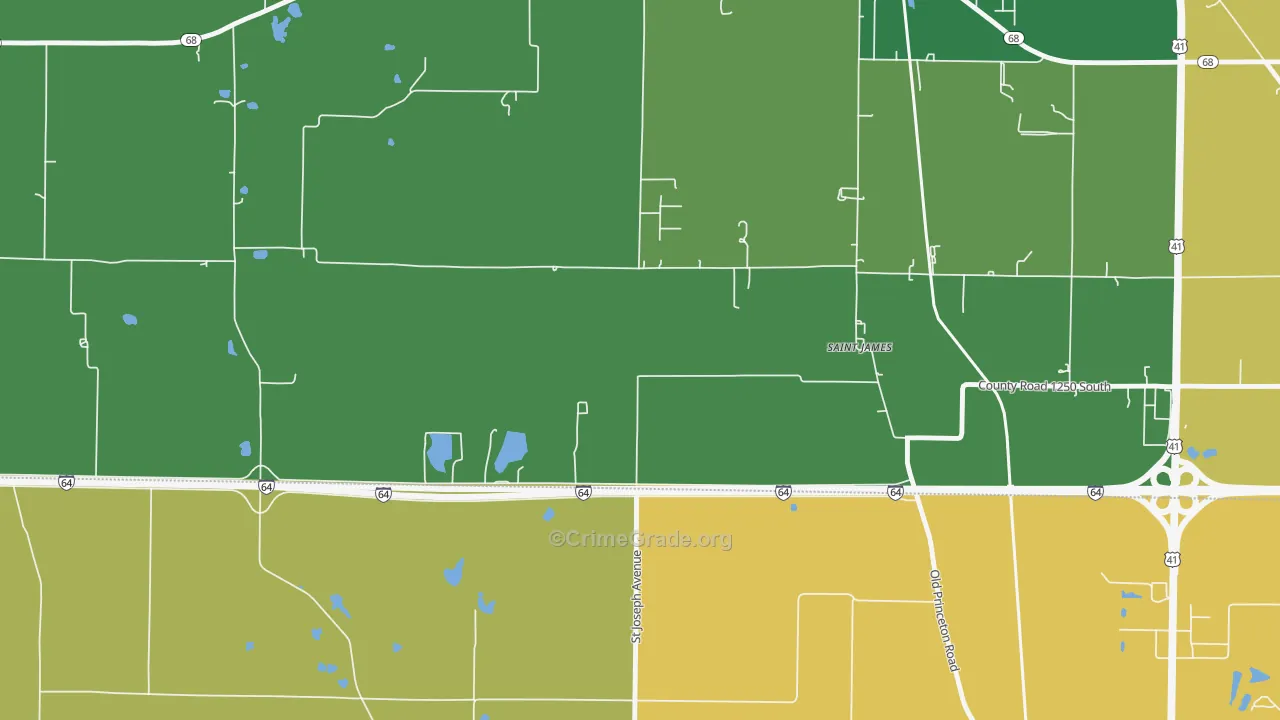 St. James, IN Map of Vehicle Theft Rates