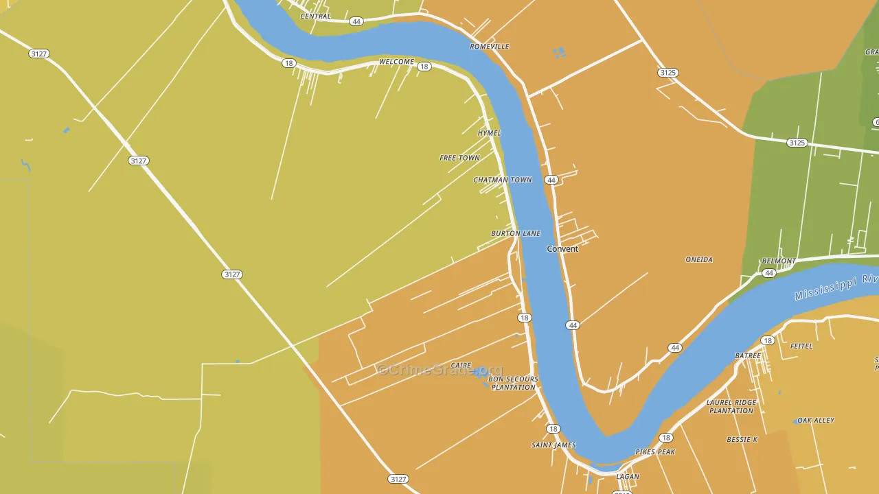 St. James, LA Map of Vehicle Theft Rates