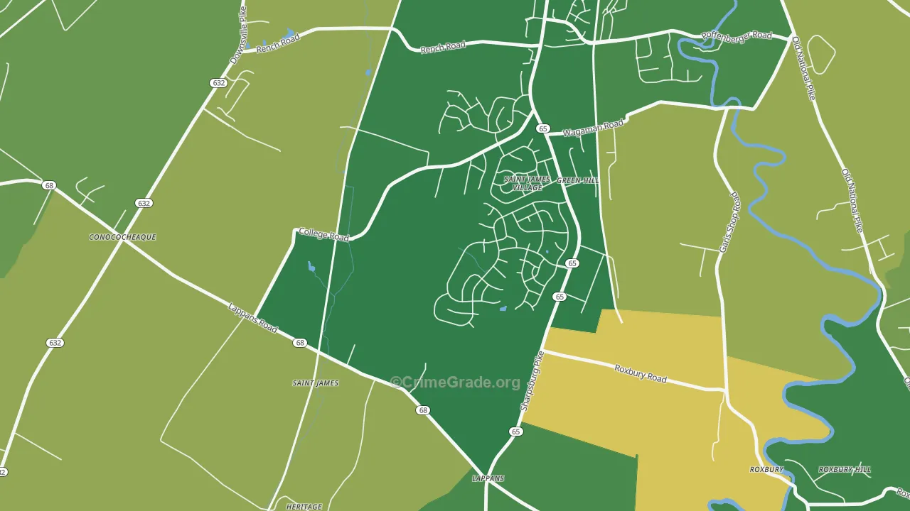 St. James, MD Map of Vehicle Theft Rates