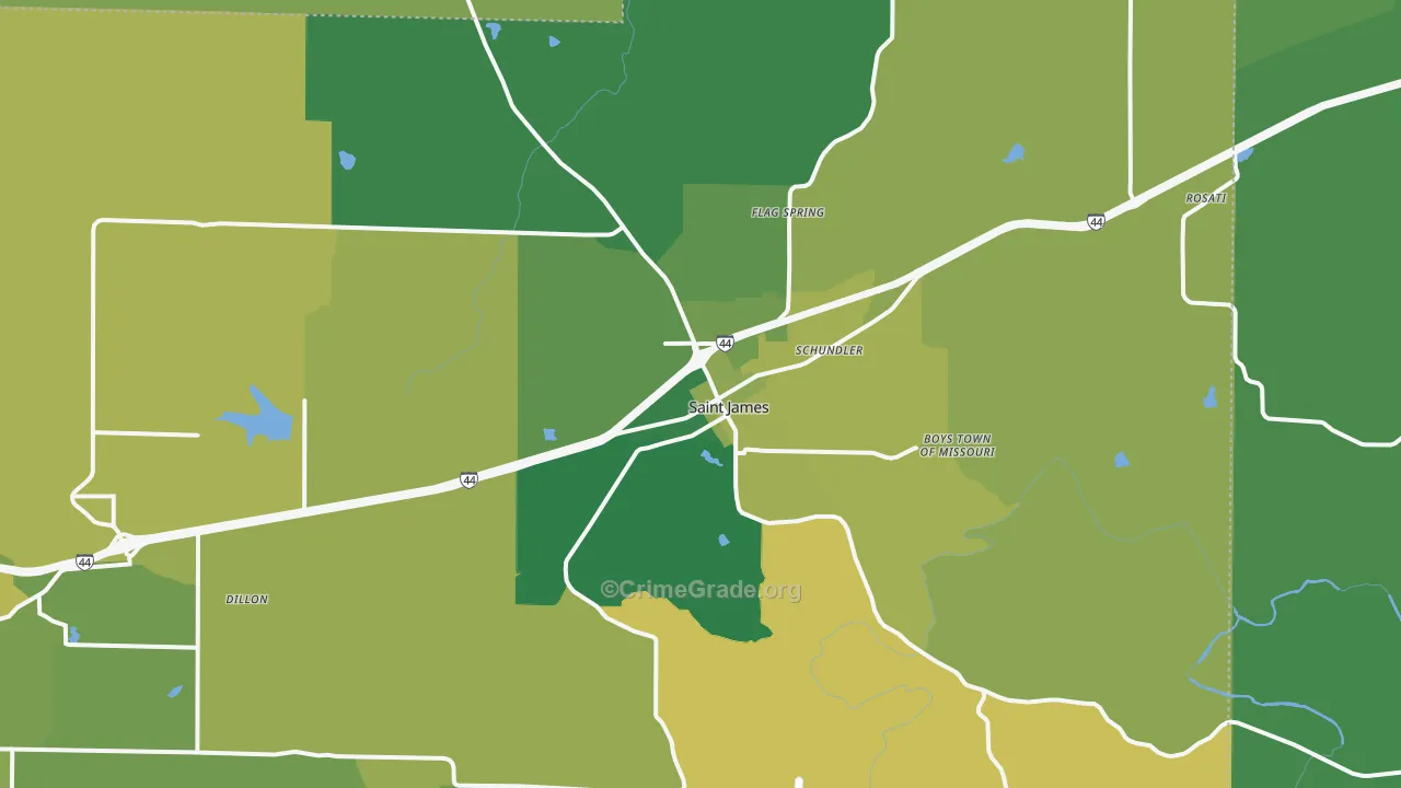 St. James, MO Map of Vehicle Theft Rates