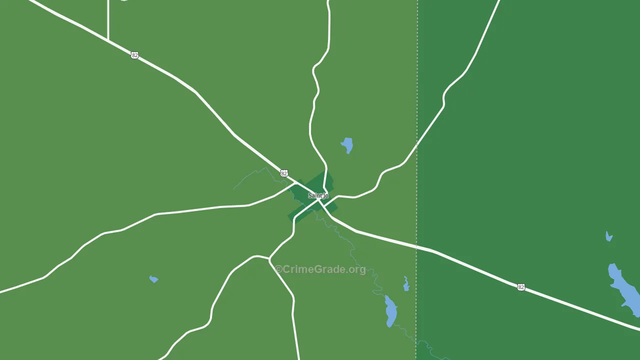 St. Jo, TX Map of Vehicle Theft Rates
