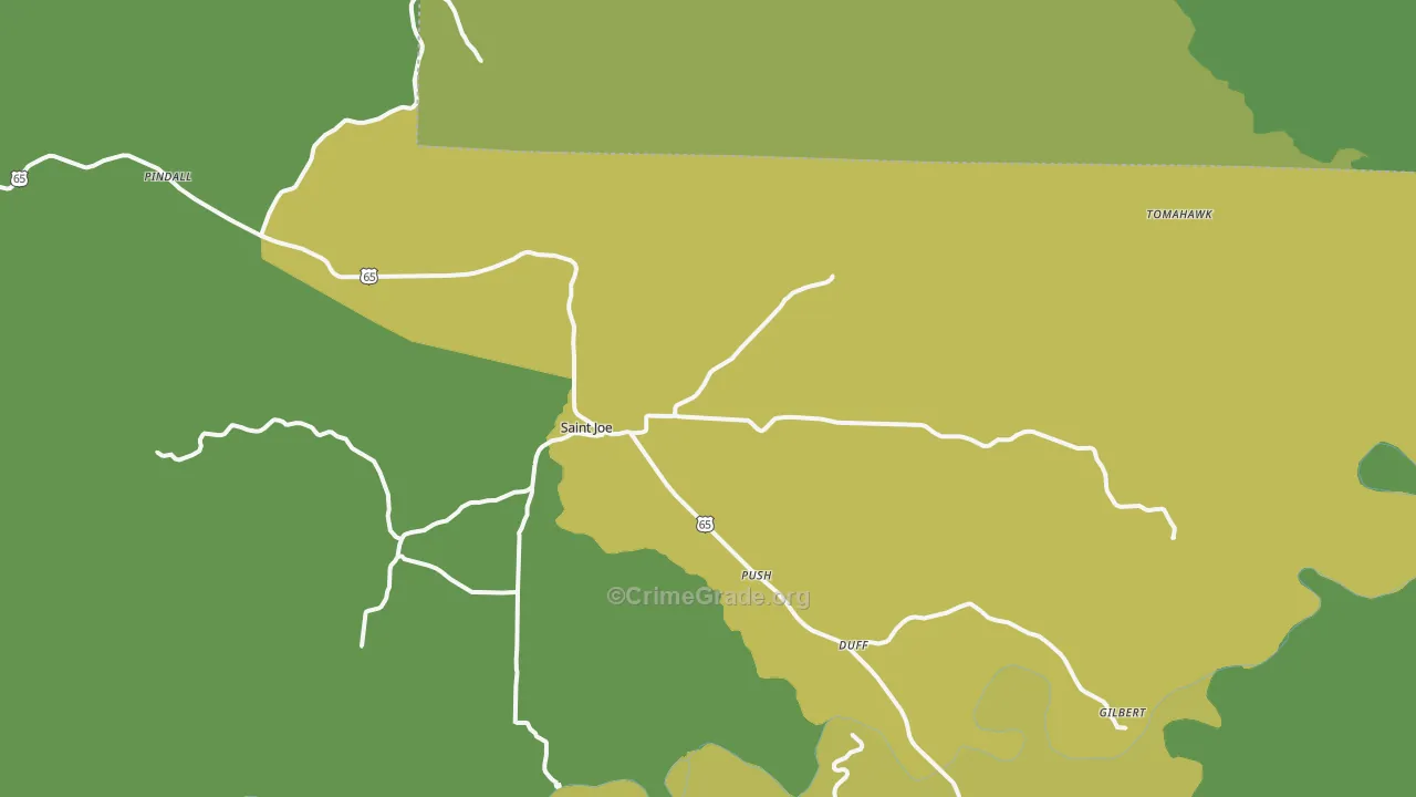 St. Joe, AR Map of Vehicle Theft Rates