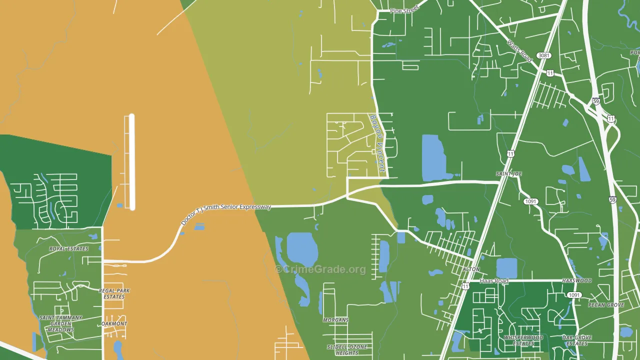 St. Joe, LA Map of Vehicle Theft Rates